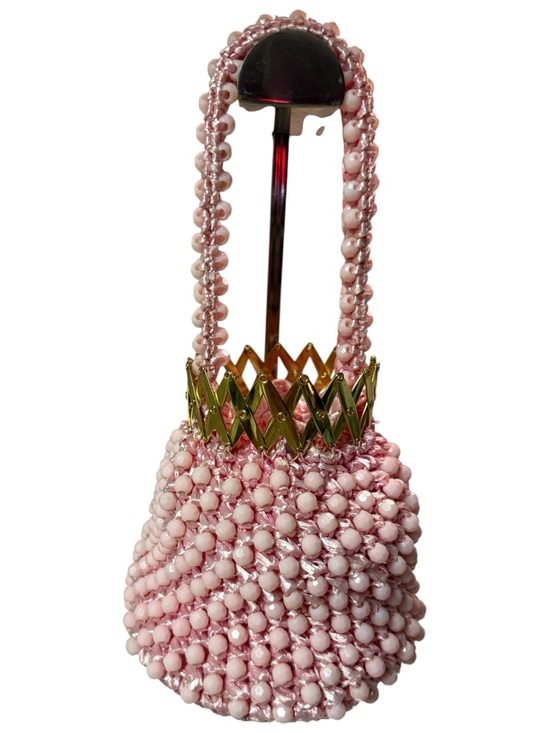 LaRegale, LTD Handbags - Vintage 1950s La Regale Pink Beaded Gate Top Purse - Very Good Used Condition